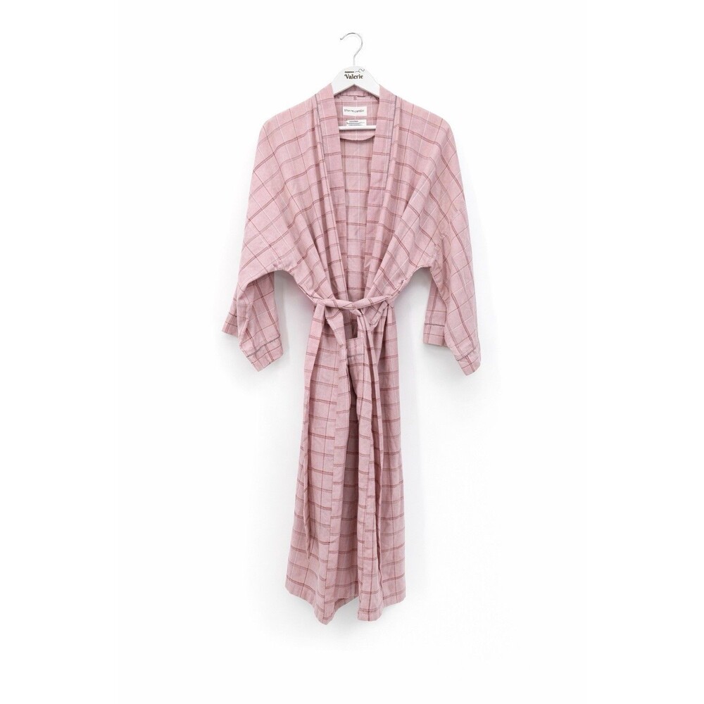 Pierre Cardin Pink Plaid Robe Cotton Blend Loungewear OSFM